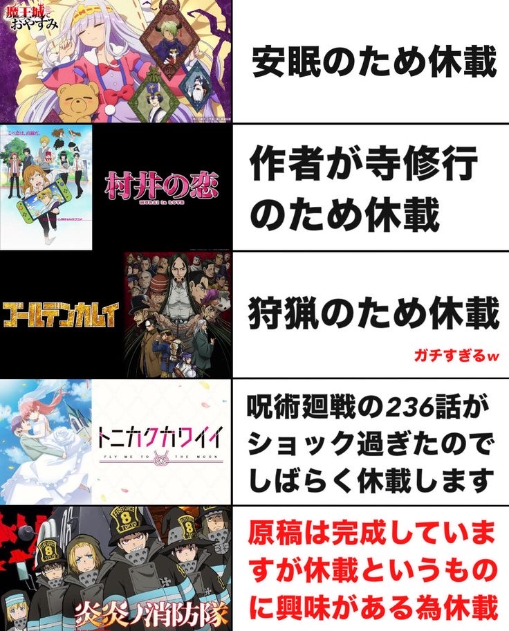 休載の理由がこれだったら許す？