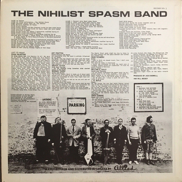 カナダの生んだ最高のバンド、ザ・ニヒリスト・スパズム・バンドを知ってるかい？