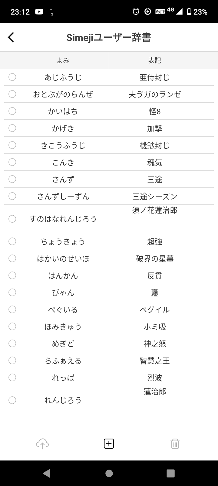 変換できるように辞書に登録してる言葉？的なの例えばどんなのがある？