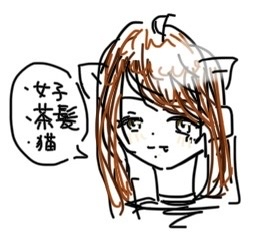 女子、茶髪、猫風でイラストお願いします。