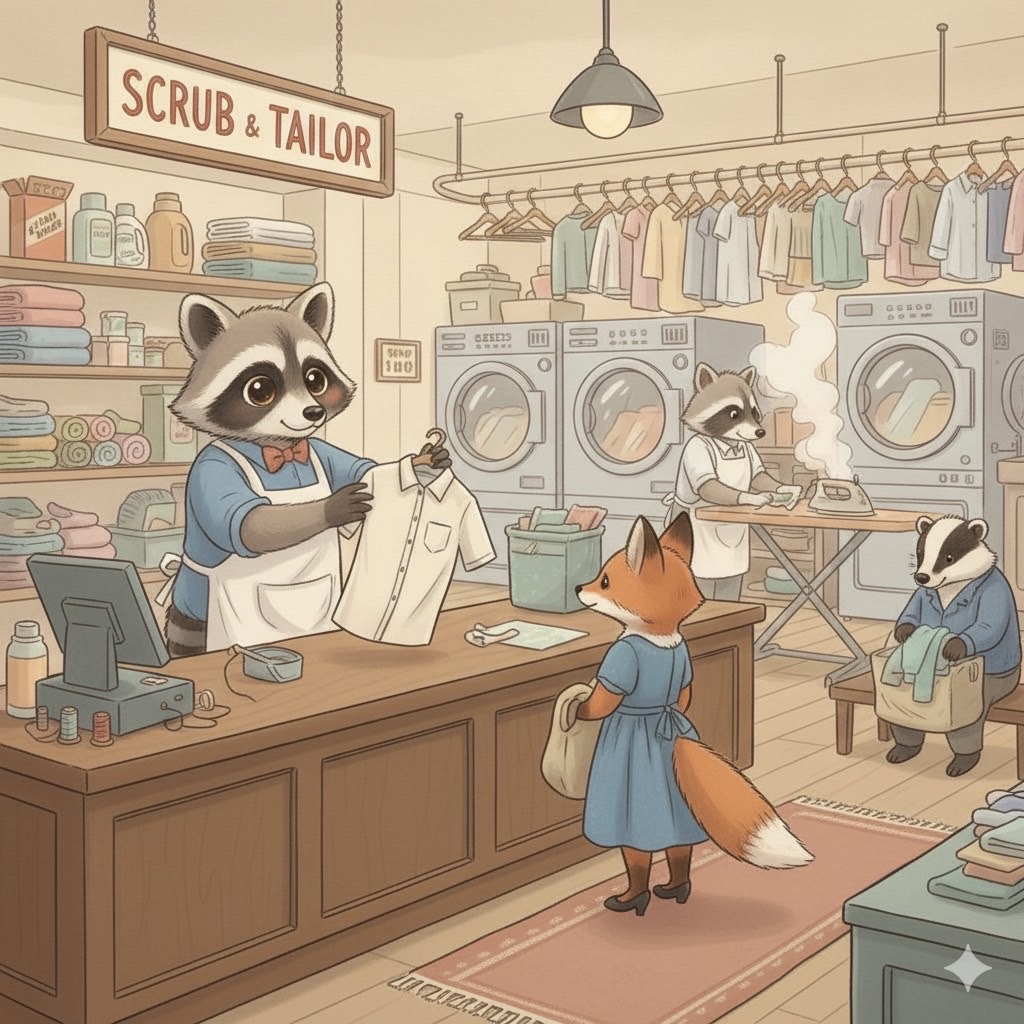 クリニング屋のアライグマさん！今何考えてると思いますか？