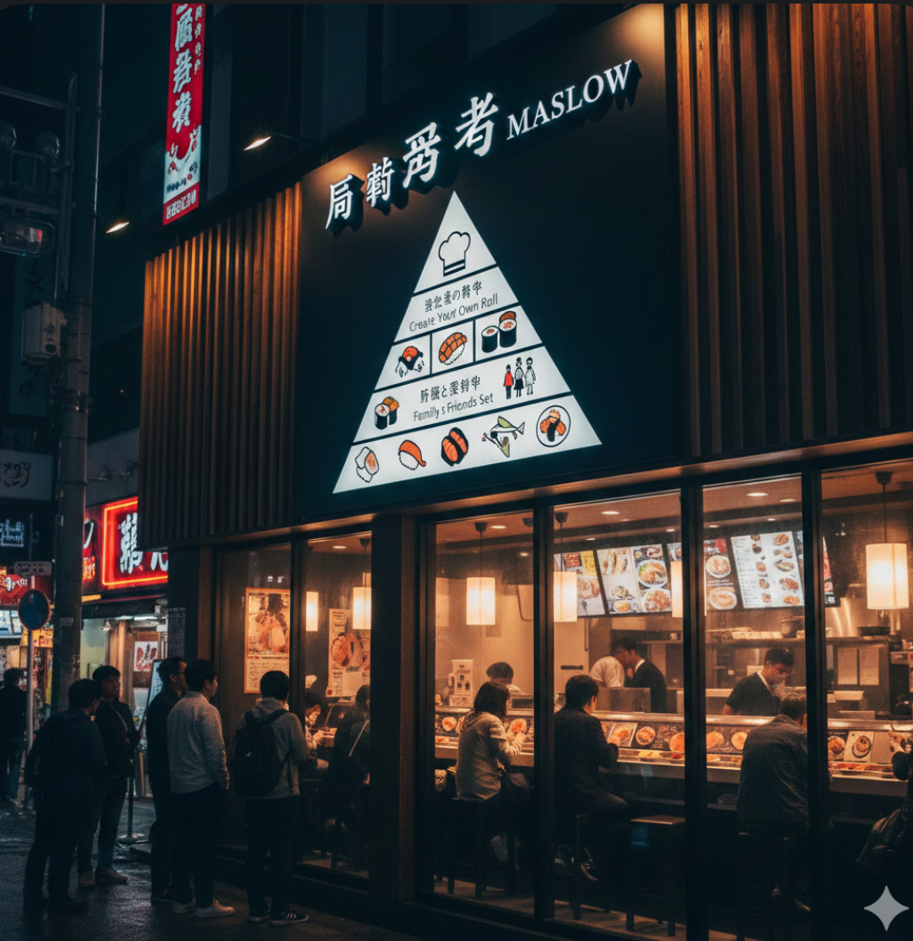 最近中国で話題になっている回転寿司チェーン店「マズロー」。その主な客の年齢層とその人気の秘密を、DJっぽい感じで軽快に説明してください