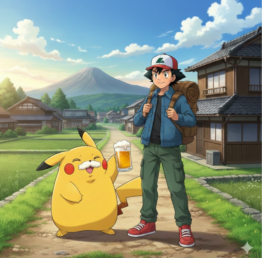 ♪ マサラタウンに さよならバイバイ 俺はこいつと 旅に出る ナマチュー🍺‼️