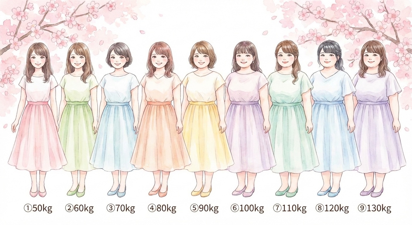 下記のAIイラストの中で一番好きな女性の体型を教えて下さい。