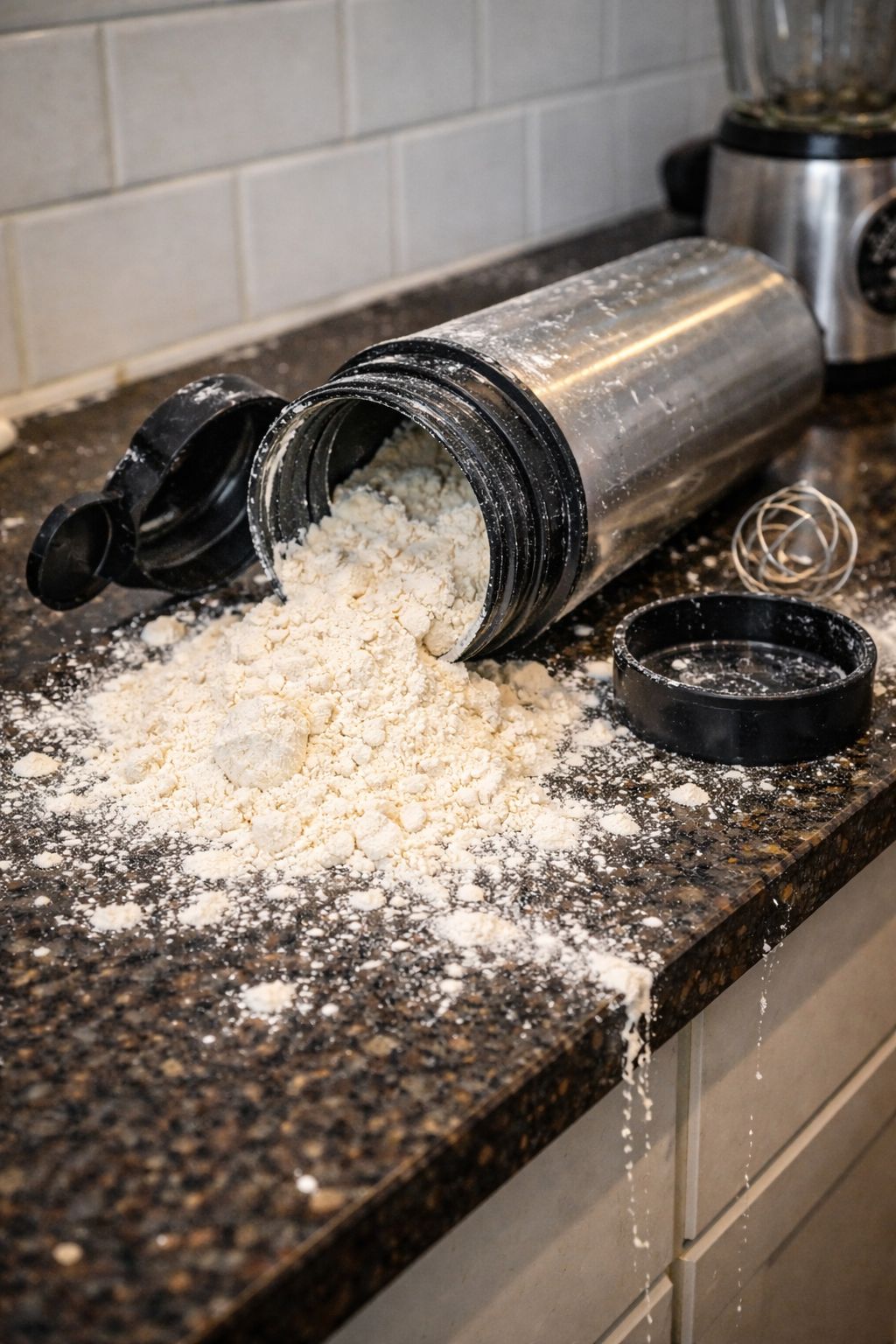 プロテイン シェイカー/ボトル何使ってますか。ちゃんと閉まってなくて痛い思いしたことあります💦いいのないかな