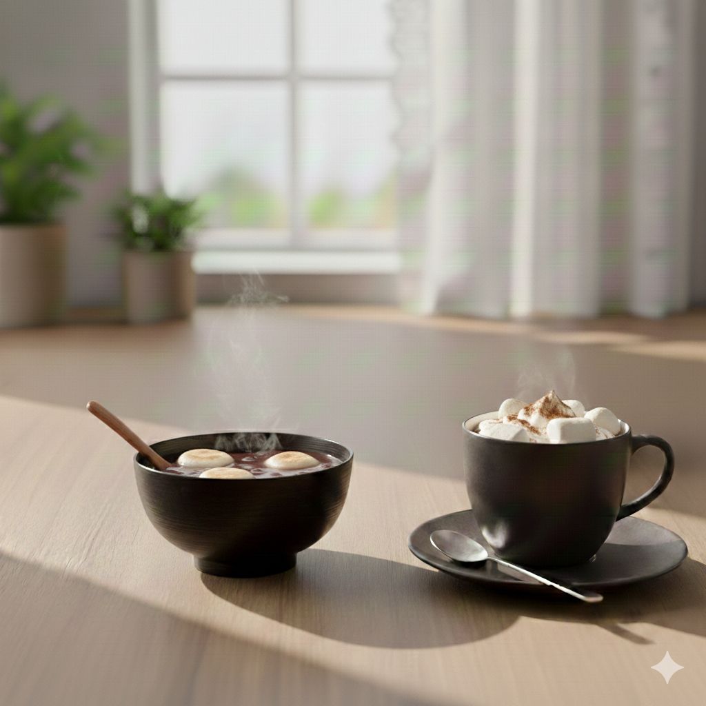 二択です。おしるこ　VS　ホットチョコレート　今、どっちが良いですか？