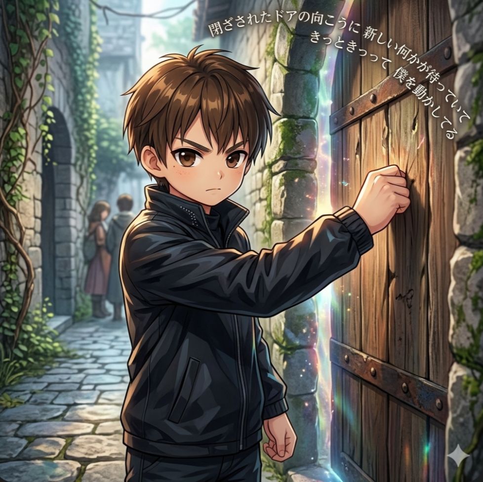 閉ざされたドアの向こうに新しい何かが待っていてきっときっとって僕を動かしてる…新しい何かとは？