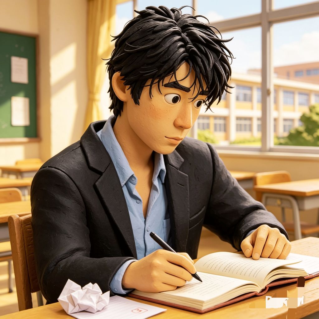 【お題】彼に物理的、精神的に何が起きて誰もいない教室で1人で勉強している?