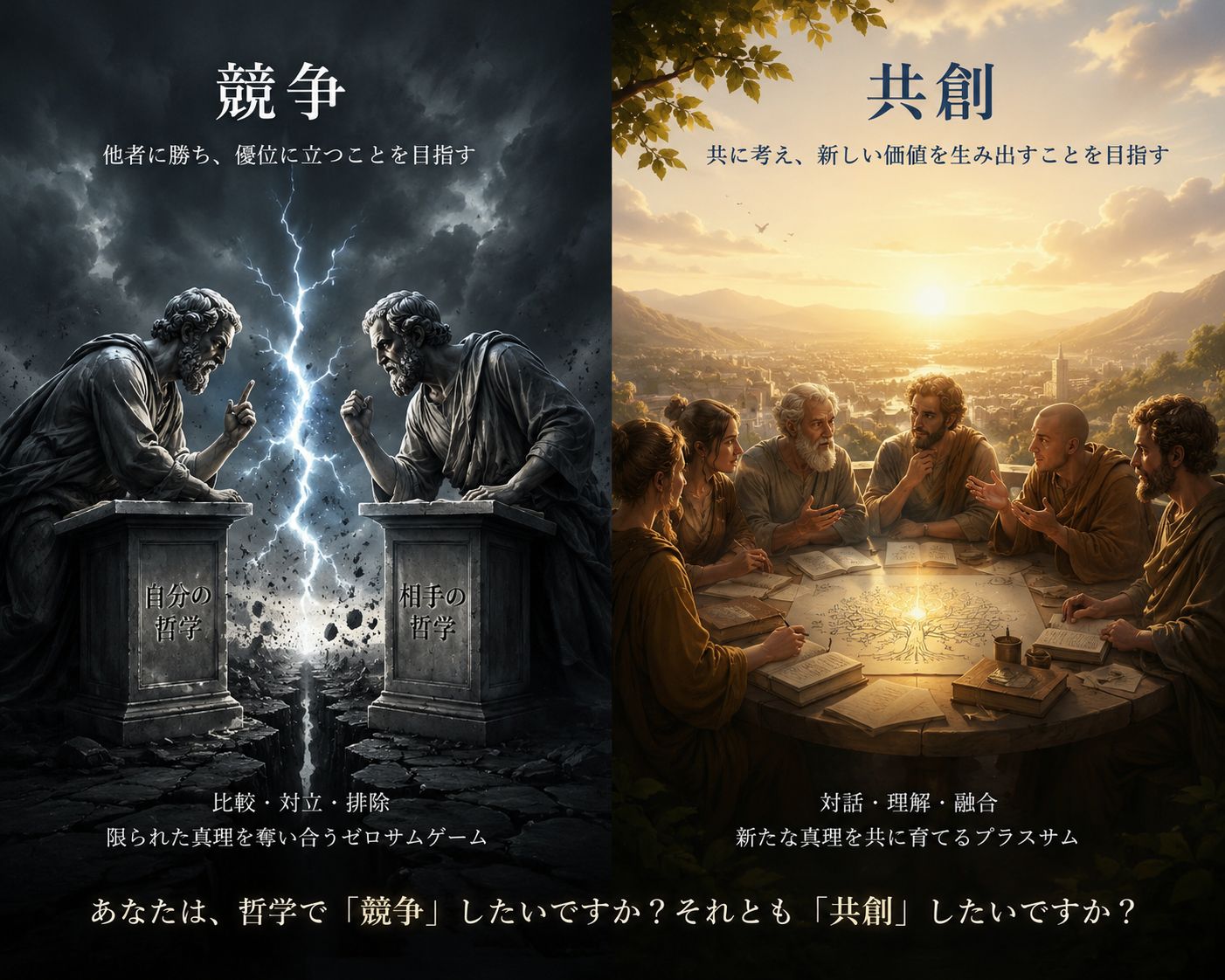 貴方は、哲学で「競争」したいか、「共創」したいか。 ※本文参照