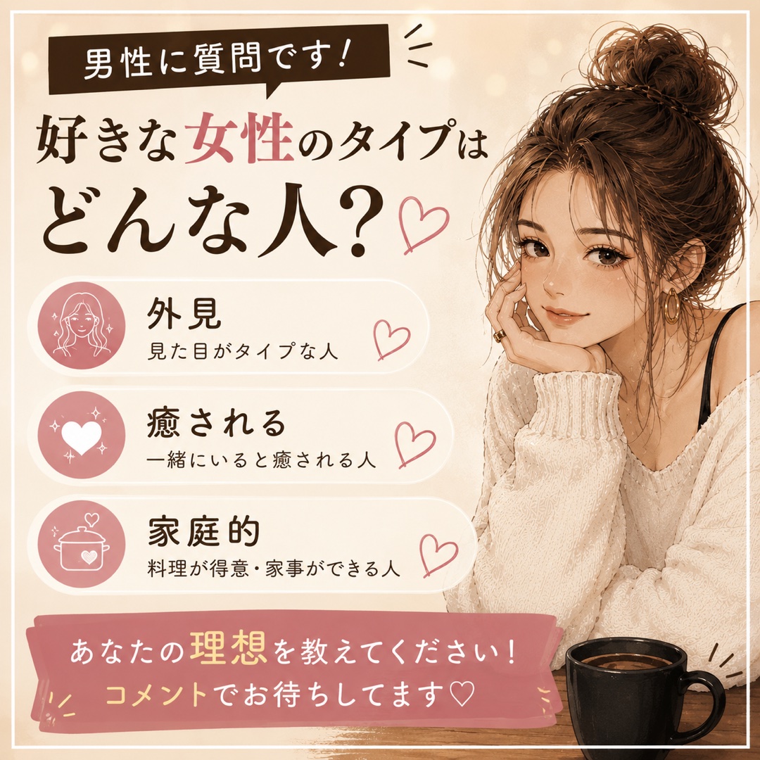 男性に質問です!どんなタイプの女性が好きですか?