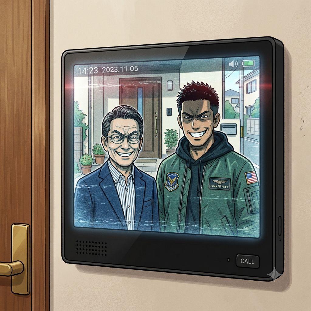 ピンポーン。「警視庁の方から来ました、杉上です。…。おやあ？出ませんねぇ。」「ですねえ。左京さぁん。」