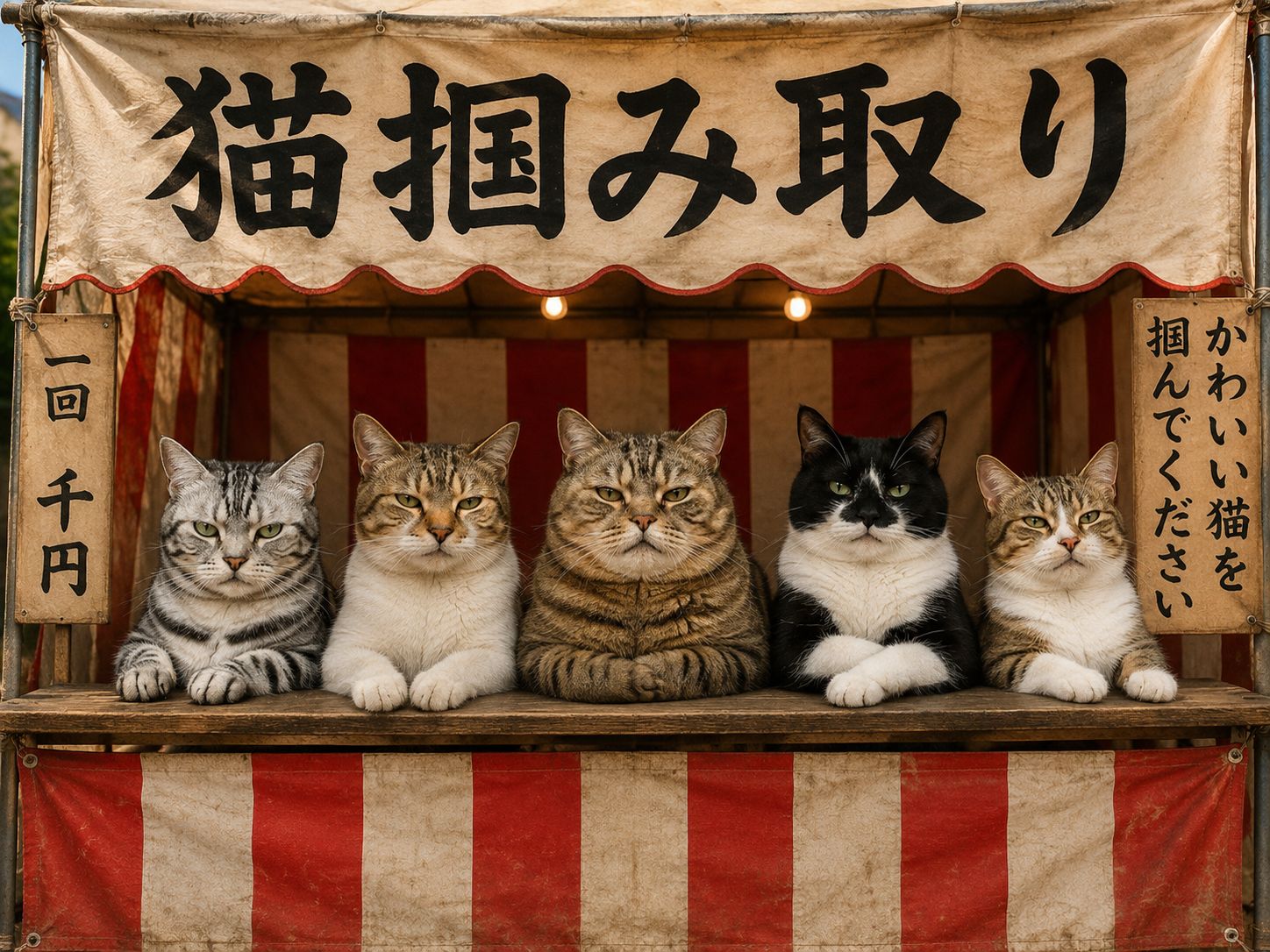 この５体の猫様達を掴み取りする方法は