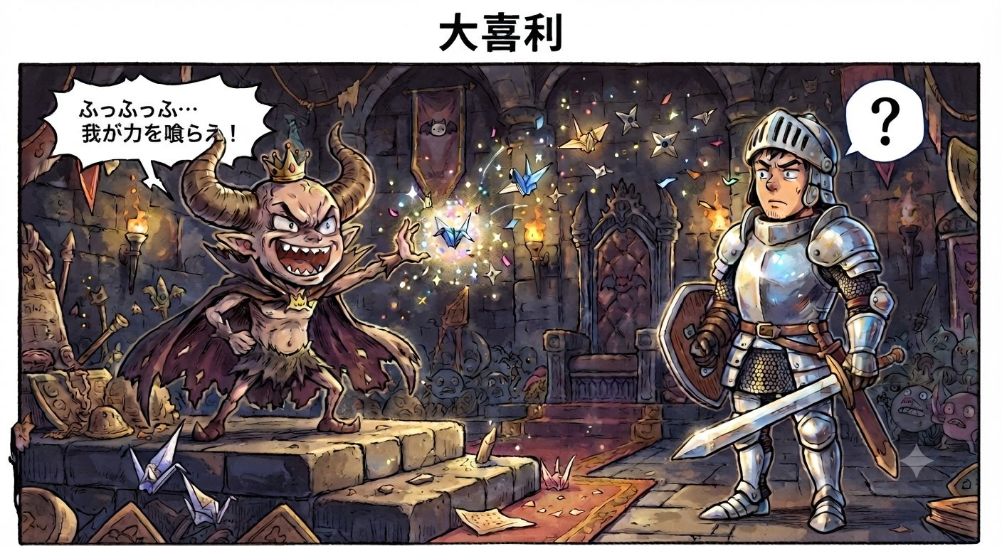 【大喜利】『ふっふっふ…我が力を喰らえ！』と言い放った最弱すぎる魔王が繰り出してきたまさかの最強の技とは一体？