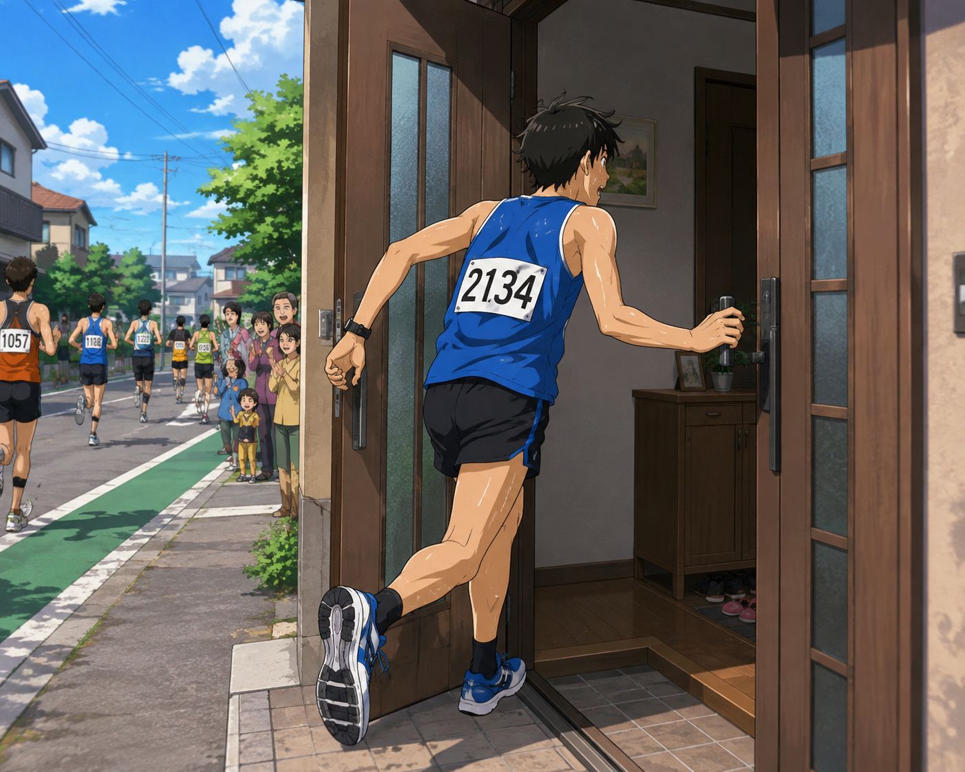 マラソン中に自宅に戻った理由