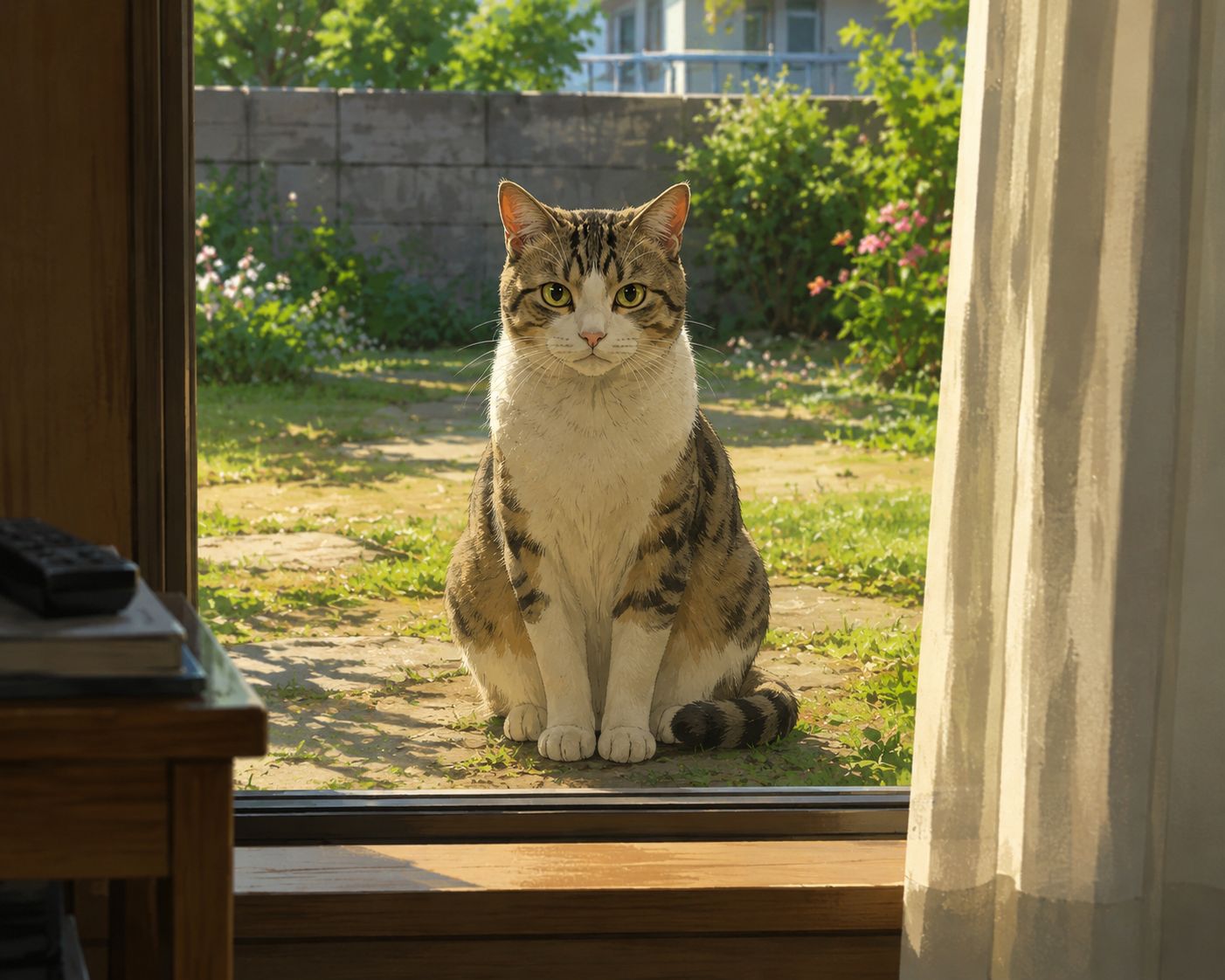 野良猫のトラ丸が毎日庭に来て覗く理由は