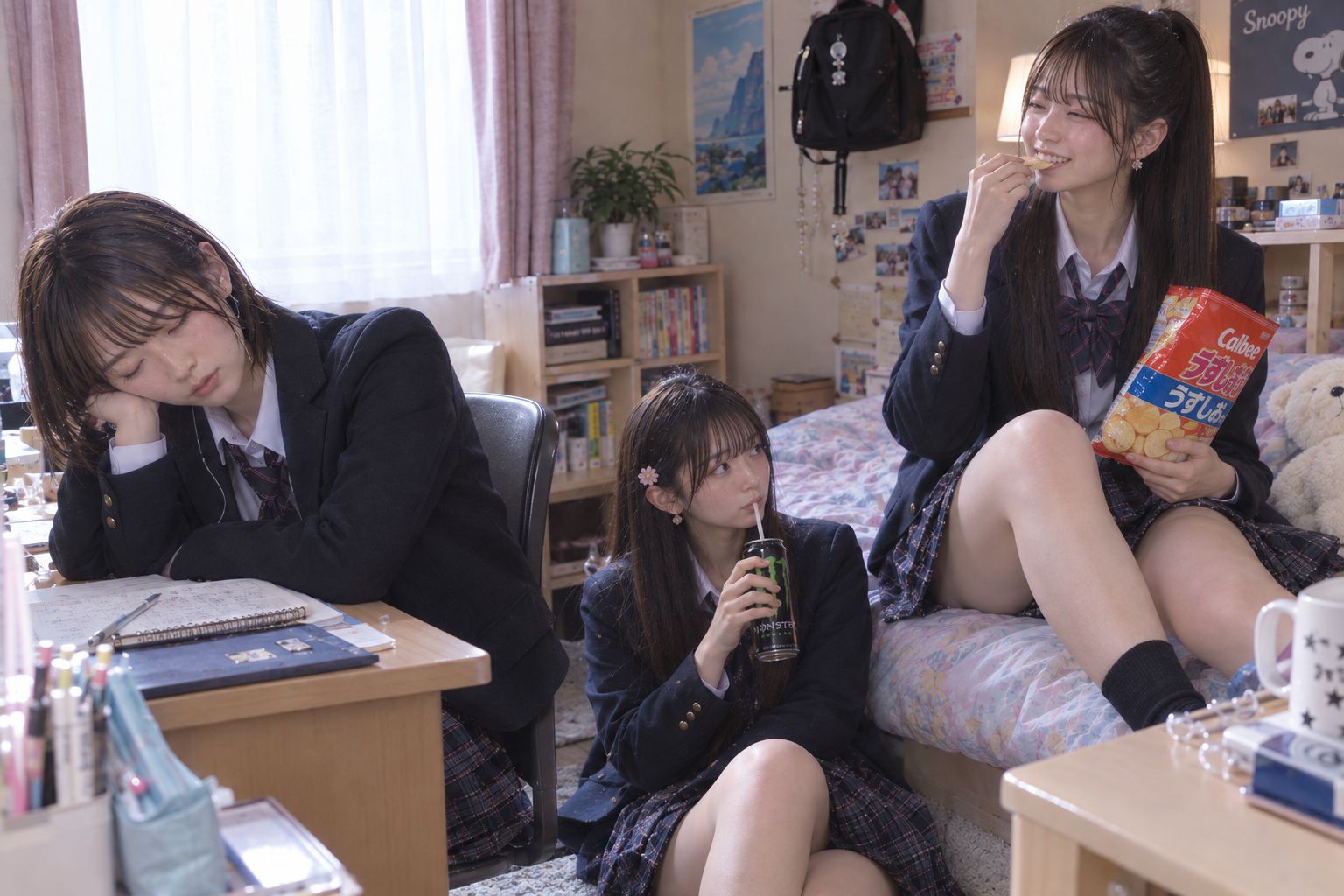 【大喜利】この写真で、部屋に入って3人に注目を浴びたいアナタが、発する一言を答えなさい