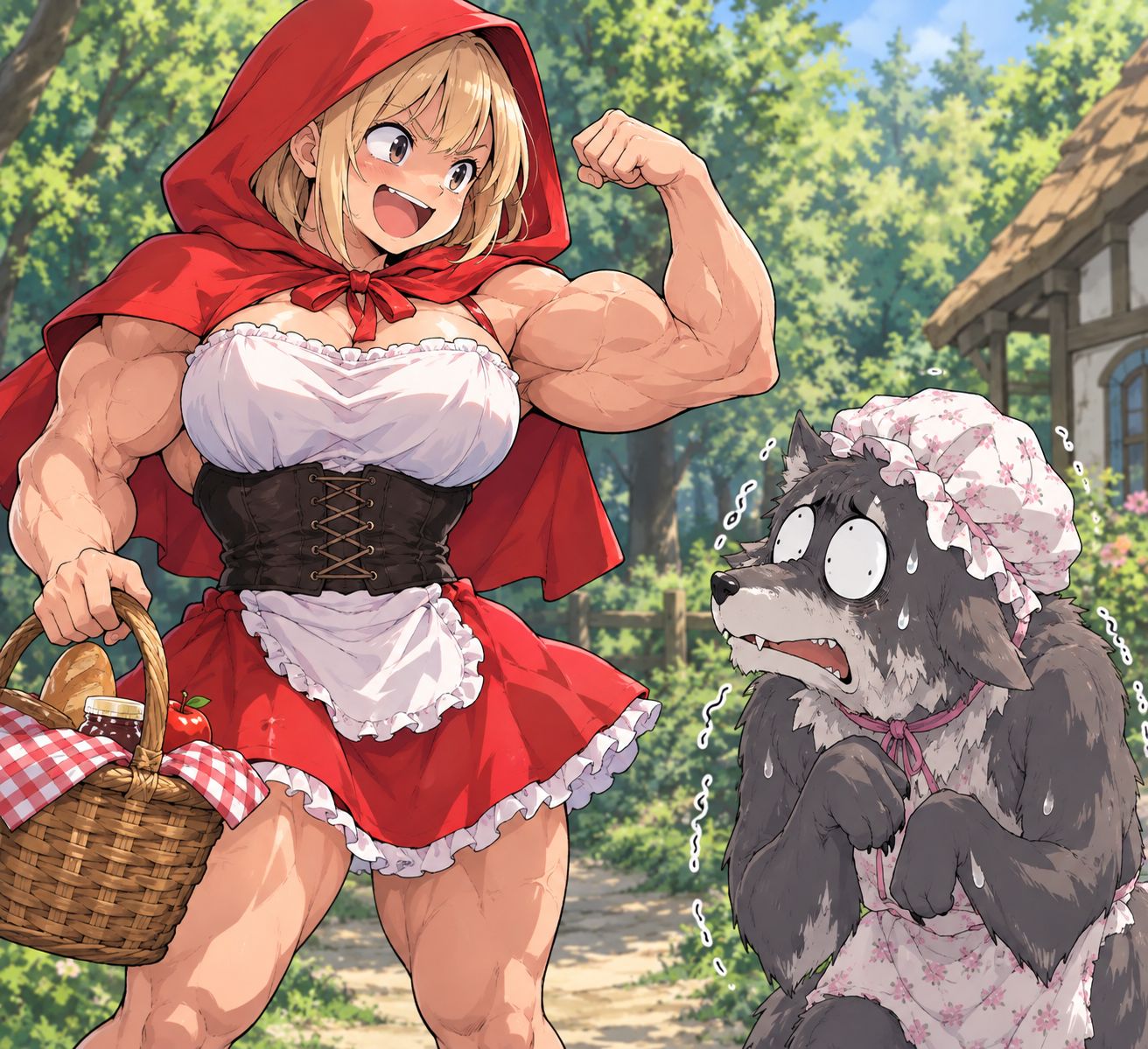 ［赤ずきん］筋肉赤ずきんを初めて見た狼はこの後どうした