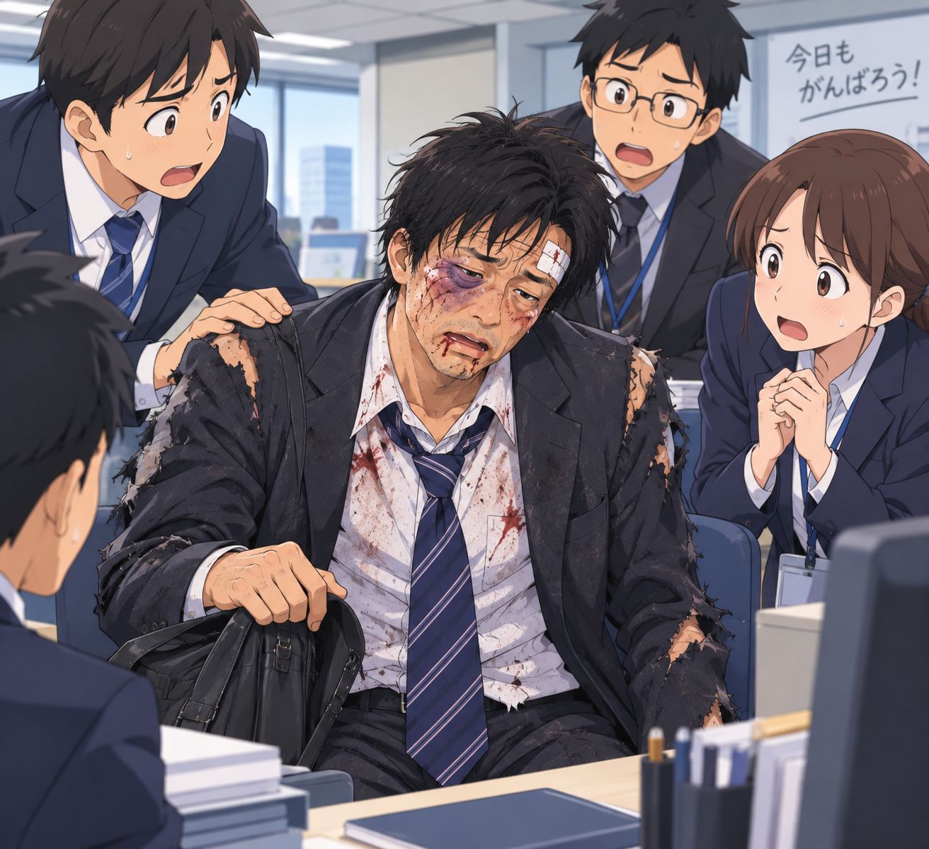 傷だらけじゃないですか！何があったんですか？