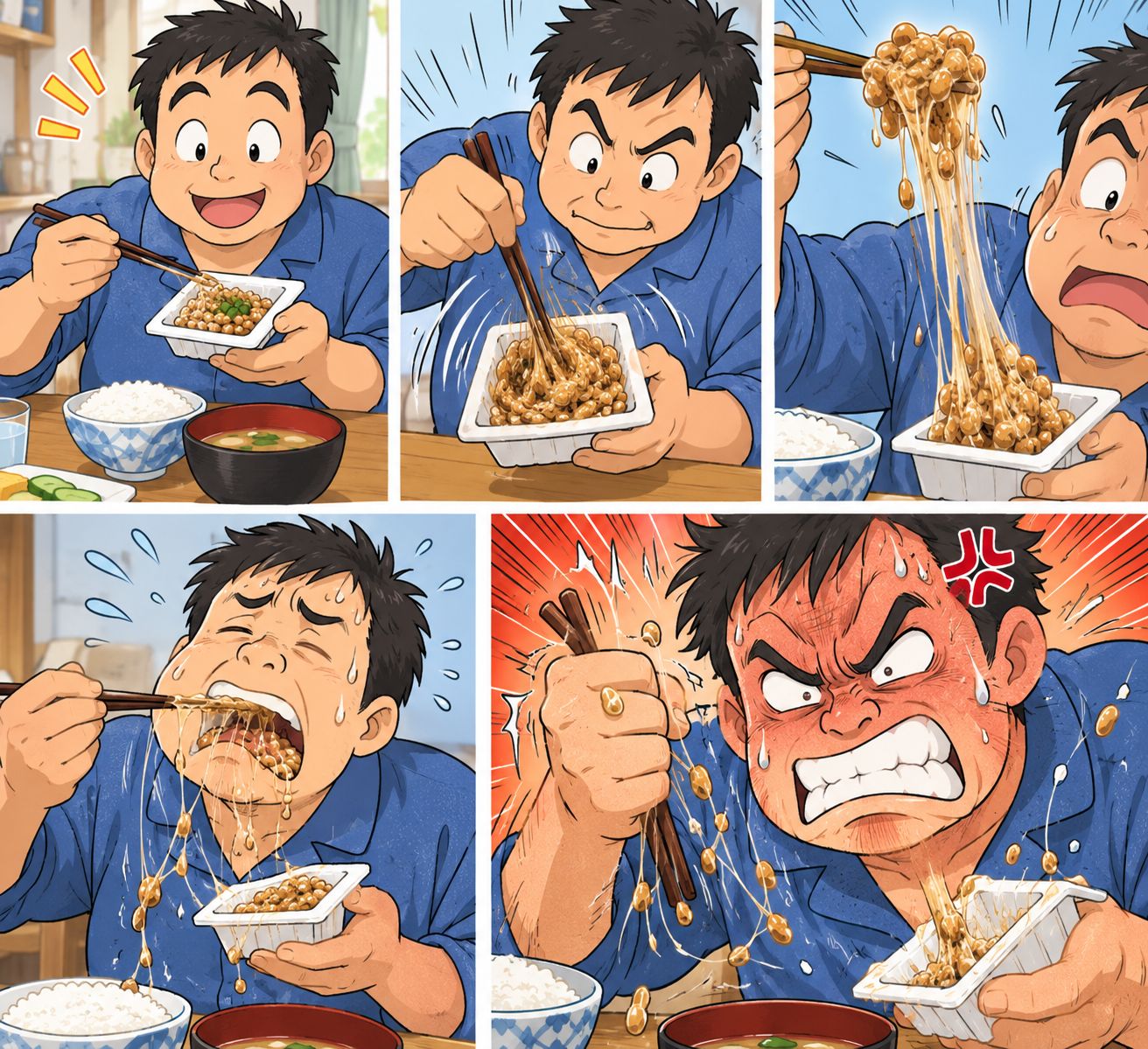朝ご飯に納豆があまりの粘りで上手くいかずブチギレてからとった行動