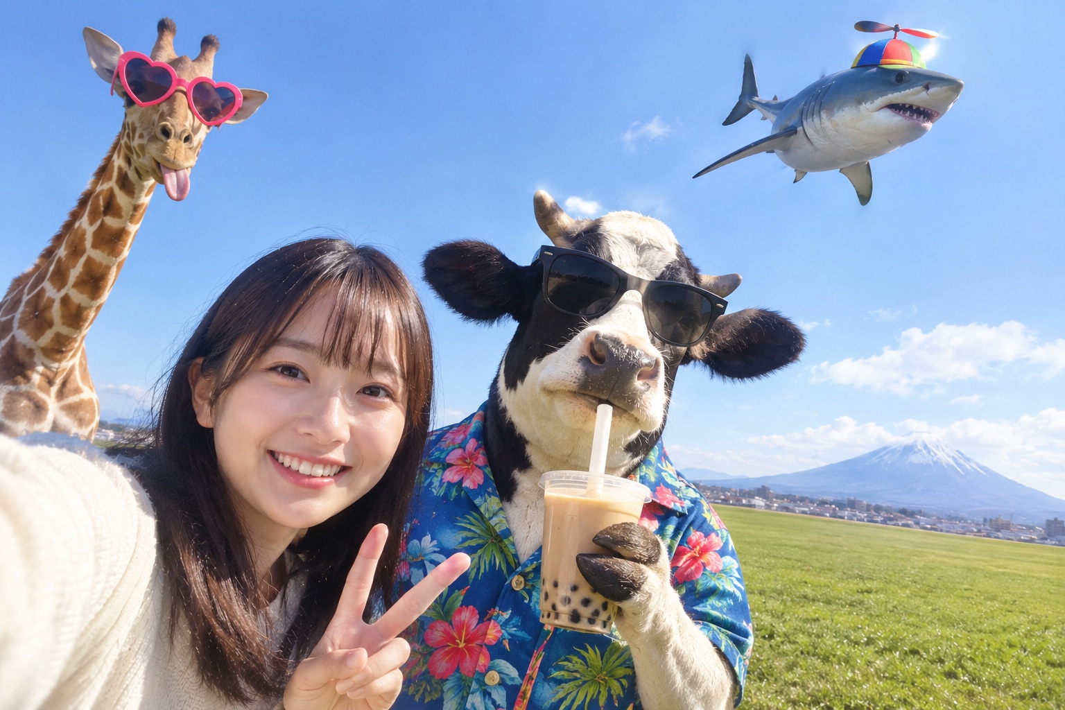 [写真で一言]🐮🦒🦈