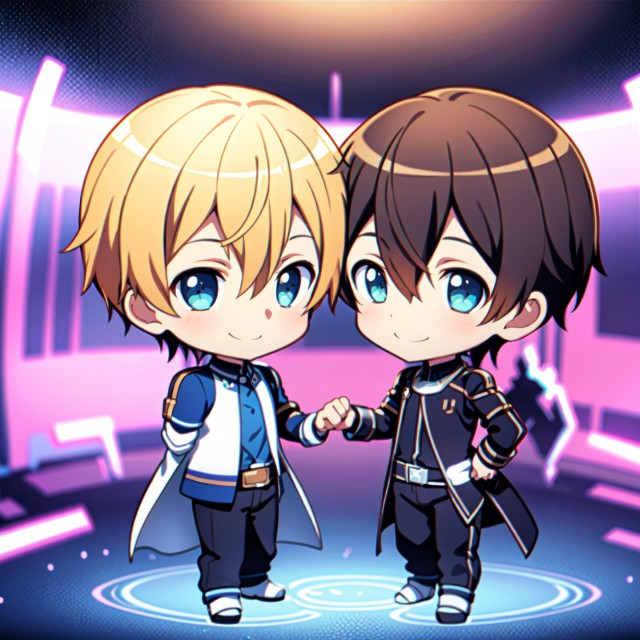 ちびキャラのキリトとユージオ