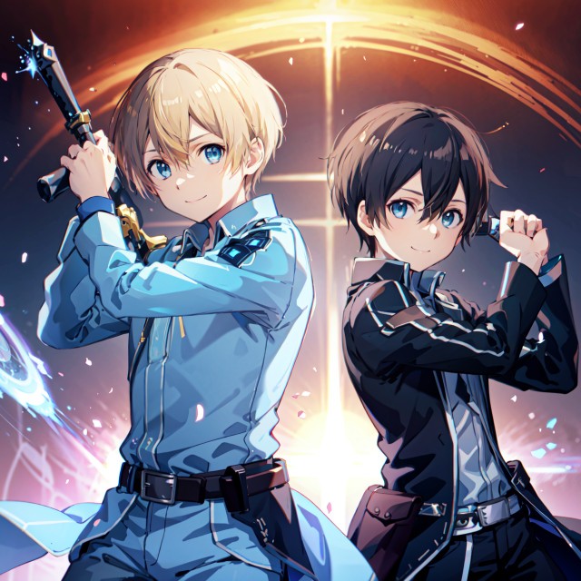 普通等身のキリトとユージオ