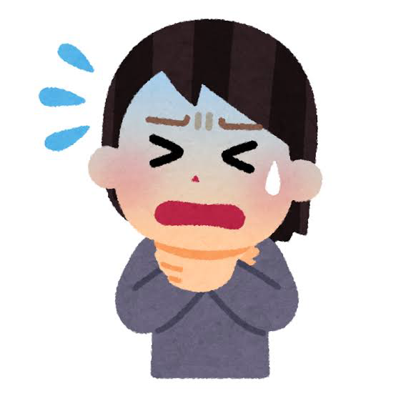 マスク付けて喉を守って息苦しい