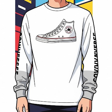 コンバースのロンT袖の肘下グレー