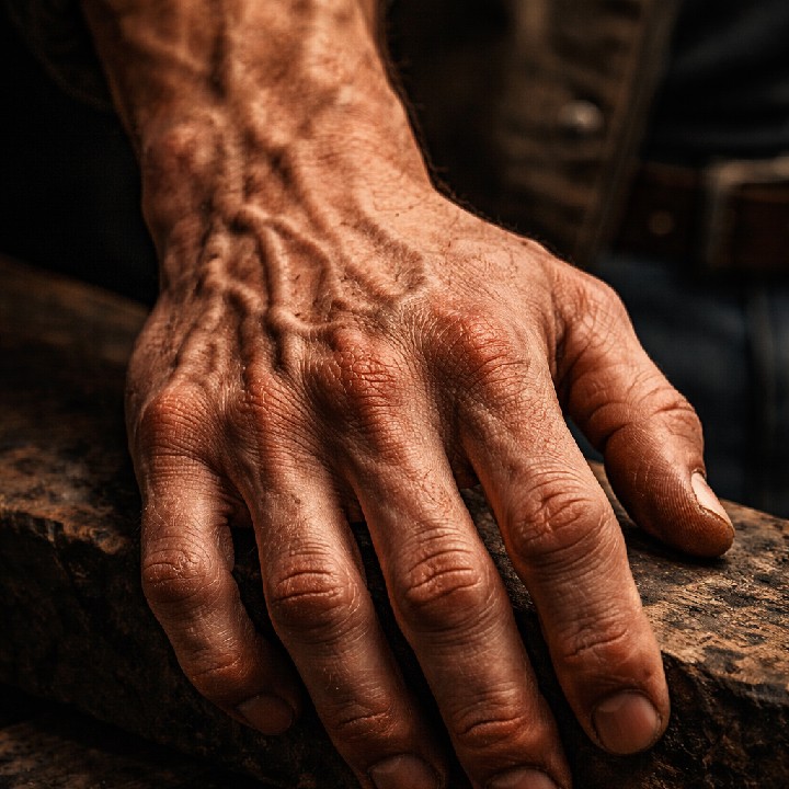 ゴツゴツ骨ばった、ガッチリした手