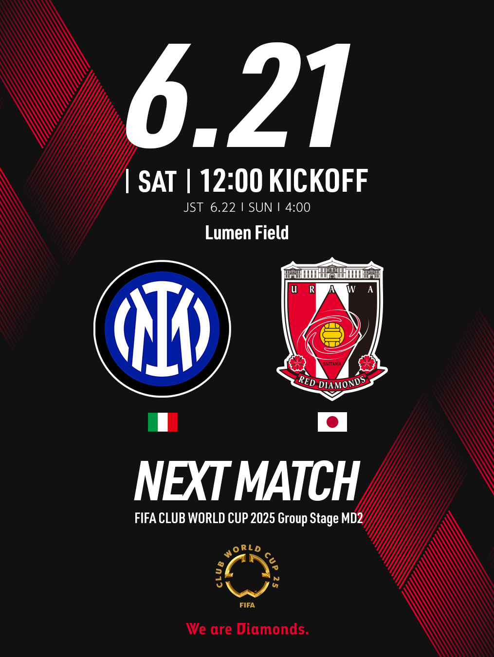 6/22 AM4:00 VSインテル🇮🇹戦 全力応援!!
