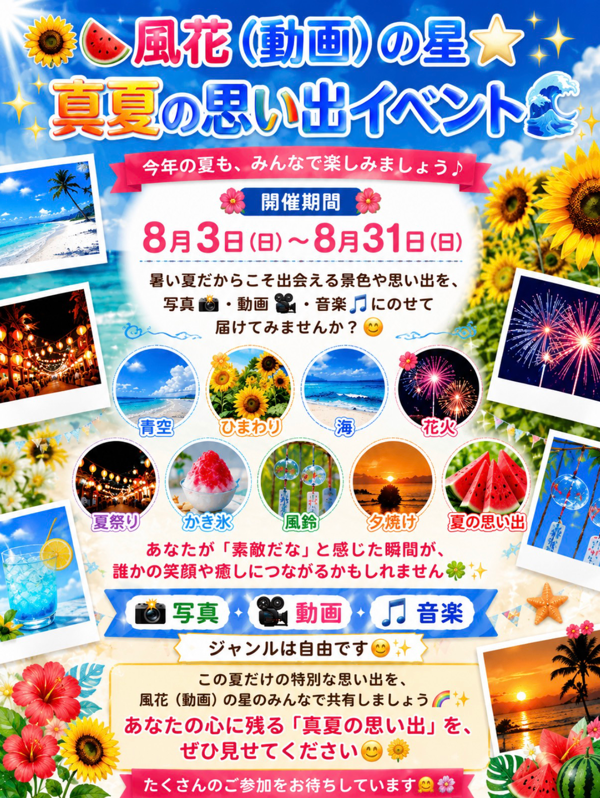 🌻🍉風花（動画）の星⭐真夏の思い出イベント🌊✨