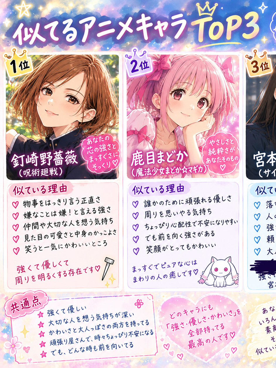 アニメキャラに例えると？