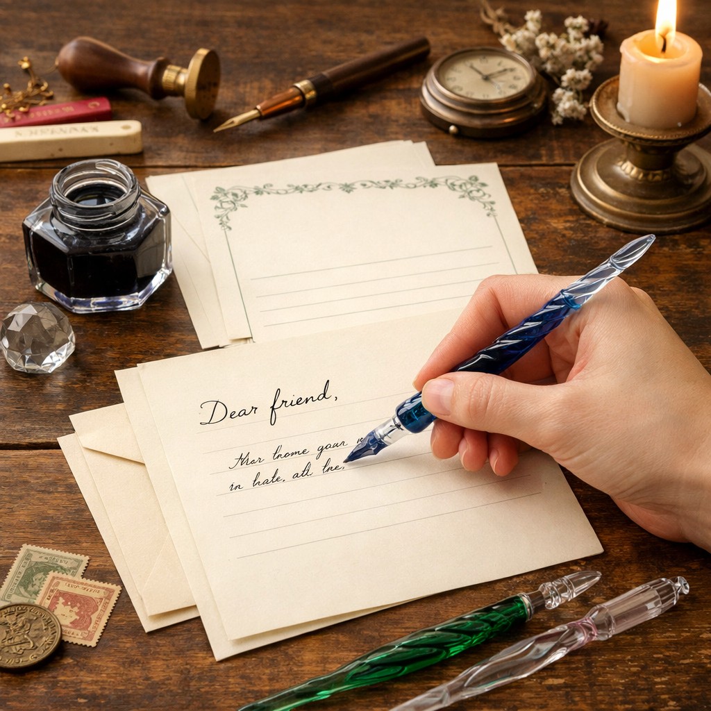 ガラスペンインク紙の星